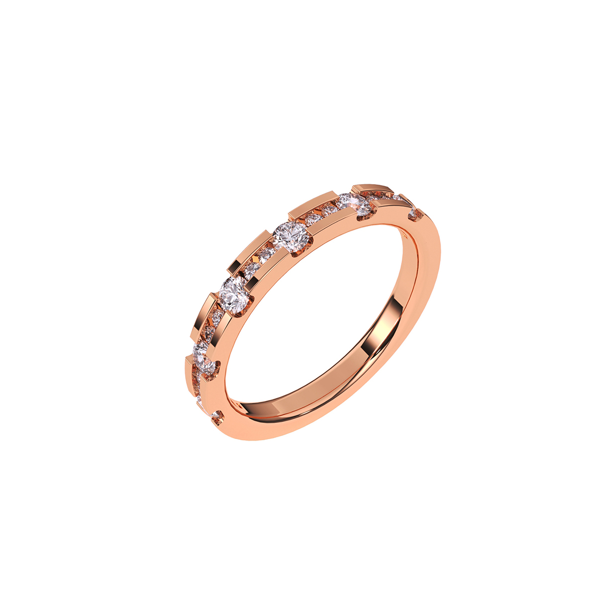 Fancy Round Diamond Half Eternity Band